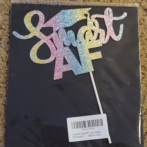 Smart AF Premium Cake Topper,Colorful Glitter Graduation Party Deco - Picture 4 of 4